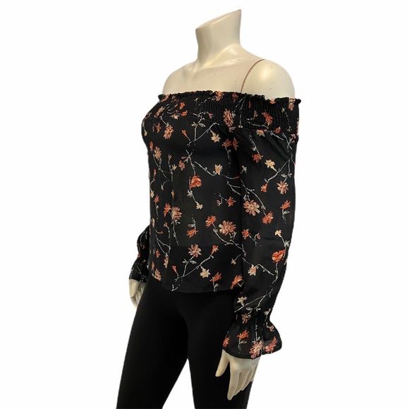 Wild Blue SADIE ROBERTSON Women's Small Off Shoulder Floral Casual Top Blouse - Picture 4 of 7
